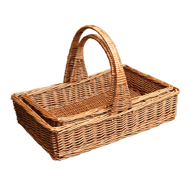 Set of 2 Large Wicker Garden Trugs