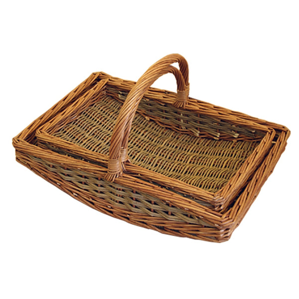 Set of 2 Boat Wicker Garden Trugs