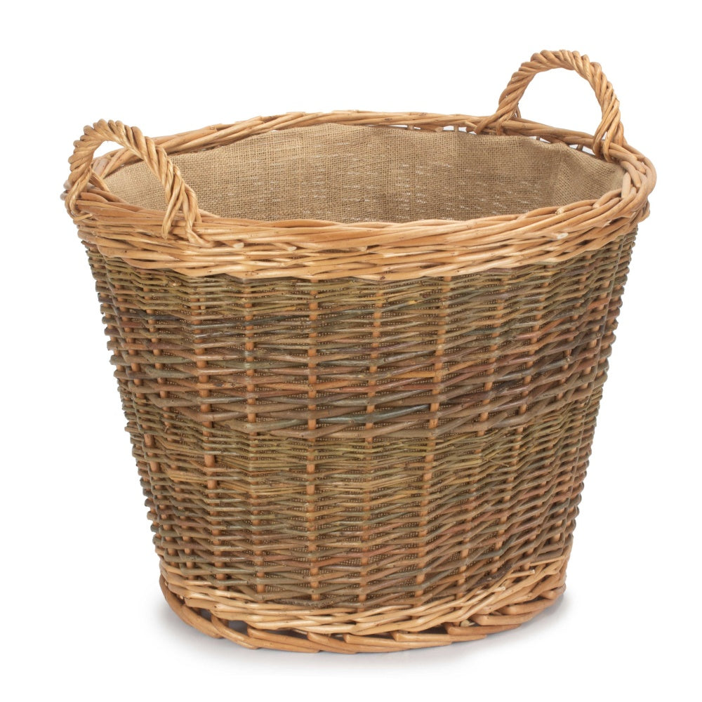 Unpeeled Willow Log Basket with Lining