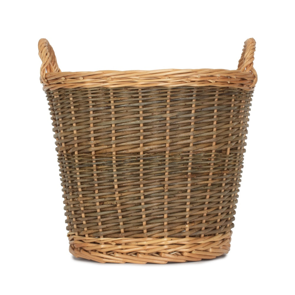 Small Unpeeled Hessian Lined Wicker Log Basket