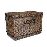 Großer Holzkorb aus Weidengeflecht mit Seilgriff