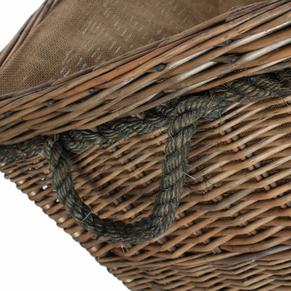 Großer Holzkorb aus Weidengeflecht mit Seilgriff