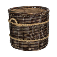 Round Hessian Lined Heritage Rope Lined Log Basket