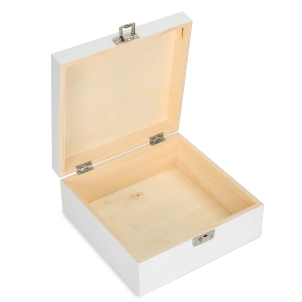Square White Soft Wood Box