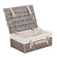 Red Hamper 36cm Antique Wash Wicker Picnic Basket with Cotton Lining