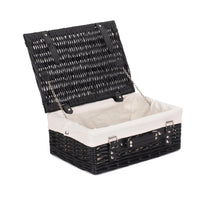 Red Hamper 36cm Empty Black Willow Picnic Basket With Cotton Lining