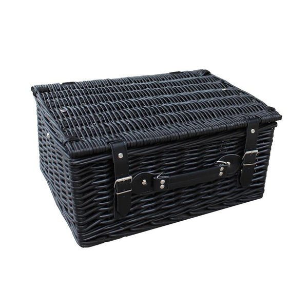 Red Hamper 41cm Empty Black Willow Picnic Basket With Cotton Lining