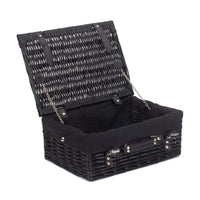 Red Hamper 46cm Empty Black Willow Picnic Basket With Cotton Lining