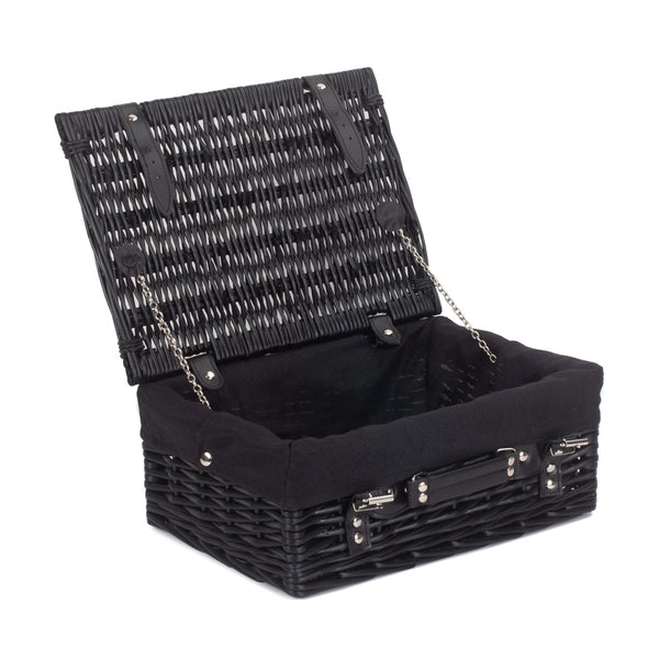 Red Hamper 51cm Empty Black Willow Picnic Basket With Cotton Lining