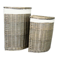 Red Hamper Antique Wash Corner White Cotton Lined Laundry Basket