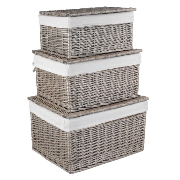 Red Hamper Antique Wash Cotton Lined Wicker Storage Basket