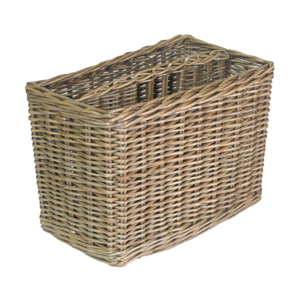 Red Hamper Antique Wash Finish Wicker Magazine Rack