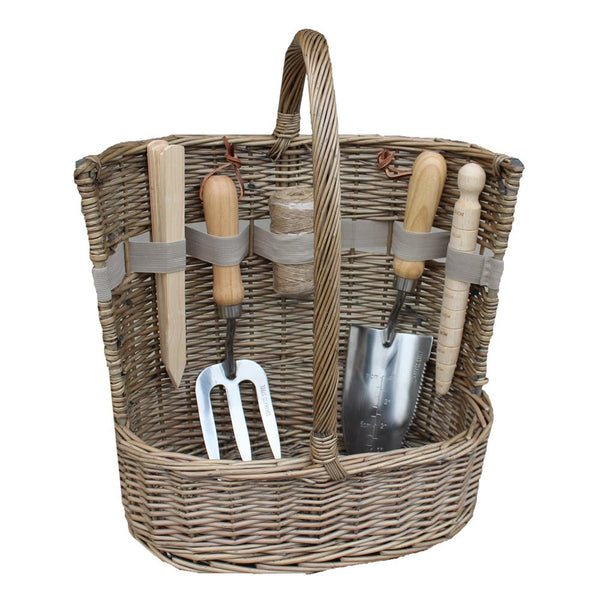 Red Hamper Antique Wash Deluxe Garden Tool Basket