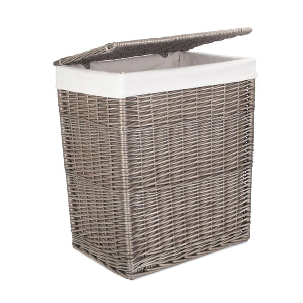 Red Hamper Antique Wash Slim Wicker Laundry Basket