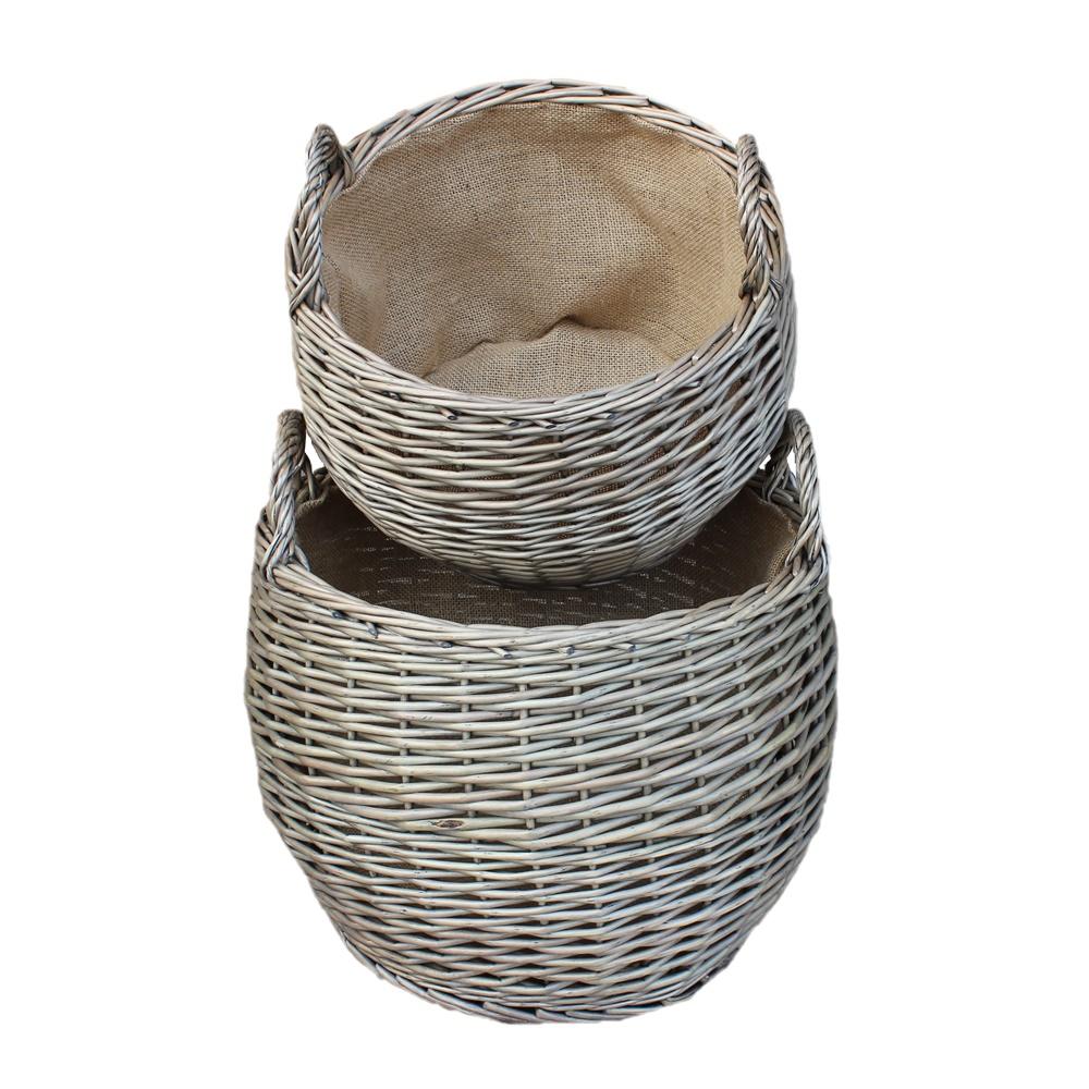 Red Hamper Antique Wash Stumpy Wicker Basket