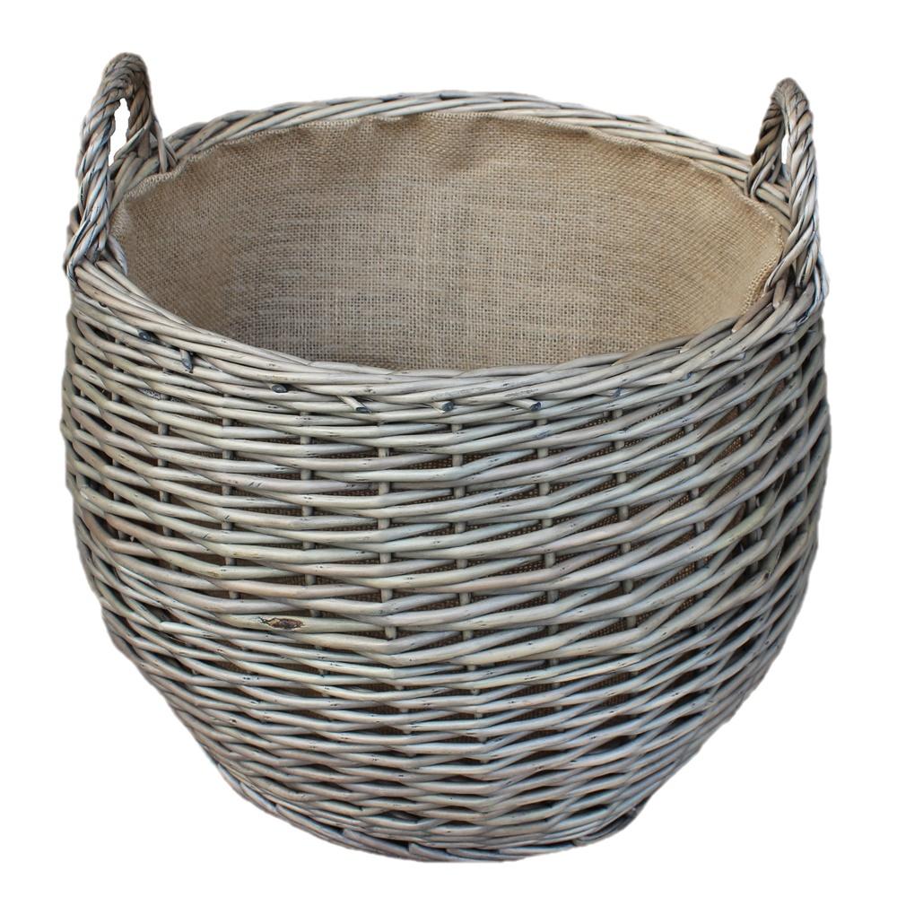 Red Hamper Antique Wash Stumpy Wicker Basket