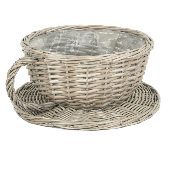 Red Hamper Antique Wash Tea Cup Wicker Basket