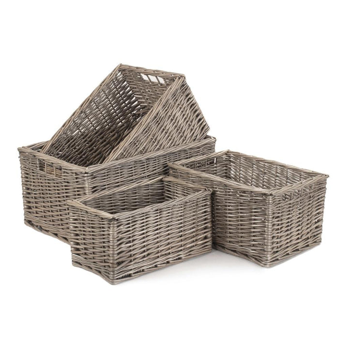 Red Hamper Antique Wash Wicker Storage Basket
