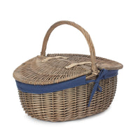 Antique Grey Oval Picnic Basket