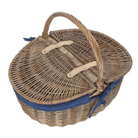 Antique Grey Oval Picnic Basket