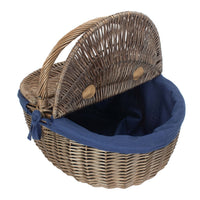 Antique Grey Oval Picnic Basket