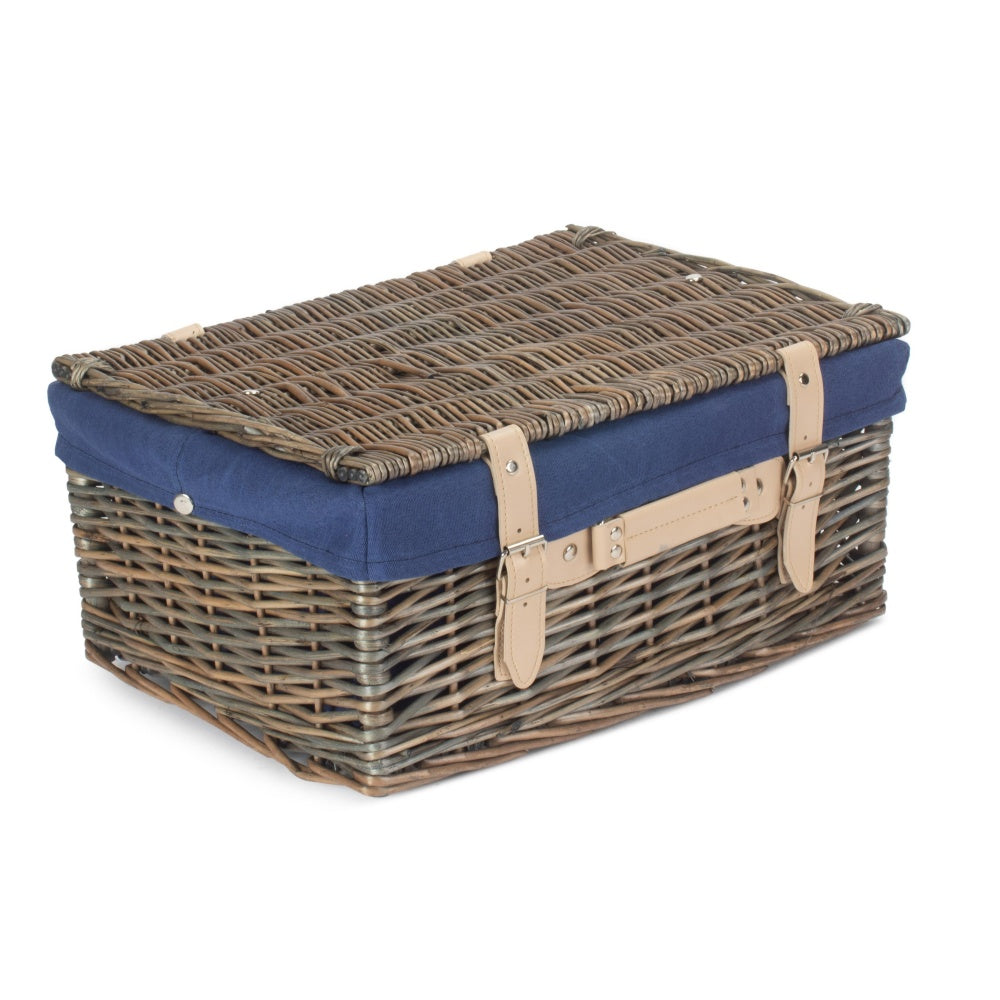 41cm Antique Wash Wicker Picnic Basket with Cotton Lining