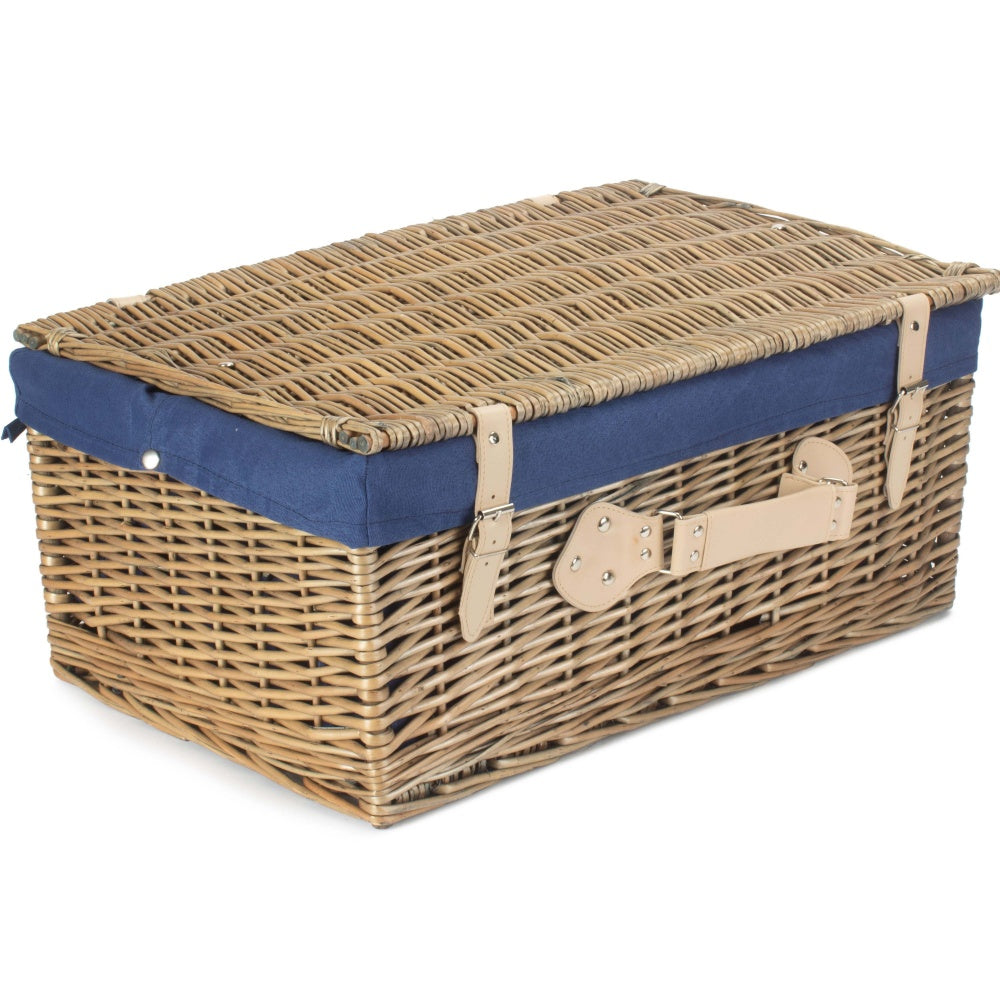 51cm Antique Wash Wicker Picnic Basket with Cotton Lining