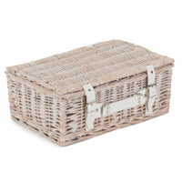 Red Hamper White Wash Empty Picnic Basket