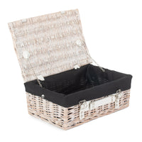 Red Hamper White Wash Empty Picnic Basket