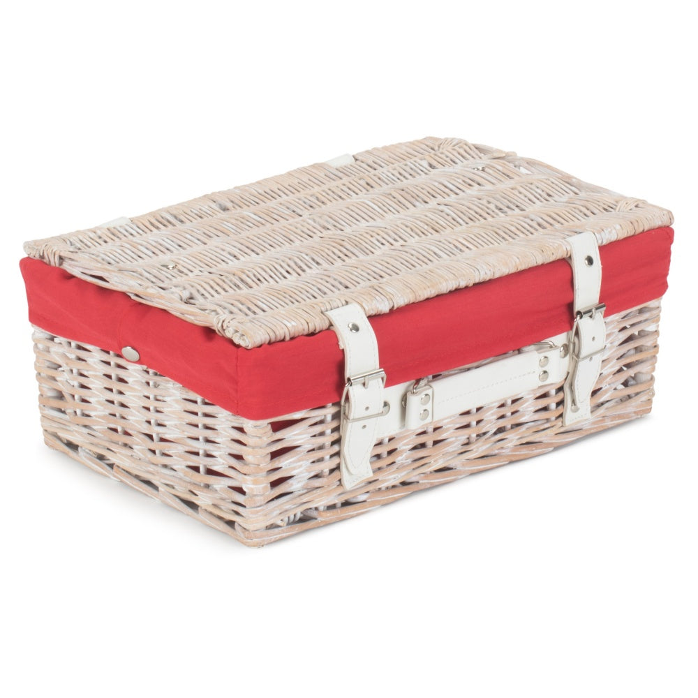 White Wash Empty Picnic Basket