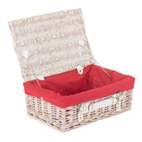Red Hamper White Wash Empty Picnic Basket
