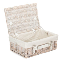 Red Hamper White Wash Empty Picnic Basket