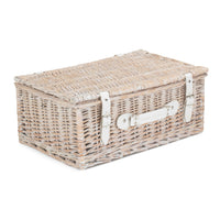 45cm White Wash Empty Picnic Basket