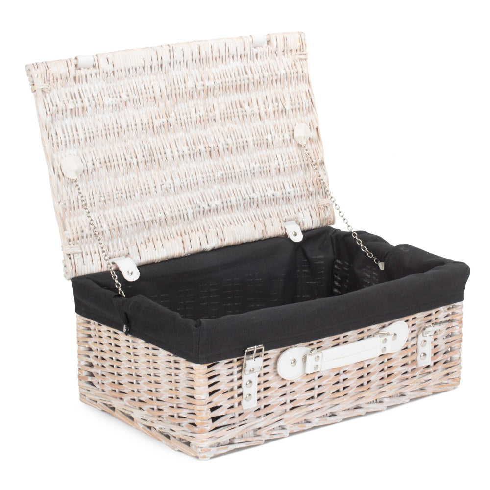 Red Hamper 45cm White Wash Empty Picnic Basket