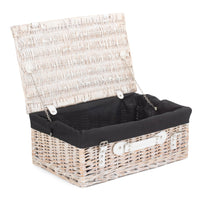 45cm White Wash Empty Picnic Basket