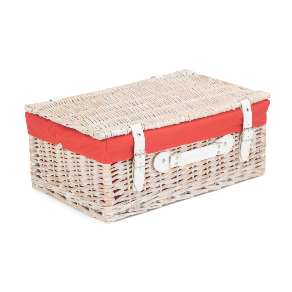 45cm White Wash Empty Picnic Basket