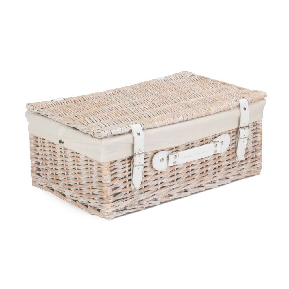 45cm White Wash Empty Picnic Basket