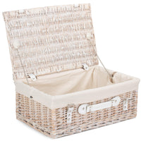 Red Hamper 45cm White Wash Empty Picnic Basket