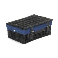 Red Hamper 36cm Empty Black Willow Picnic Basket With Cotton Lining