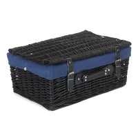 Red Hamper 46cm Empty Black Willow Picnic Basket With Cotton Lining