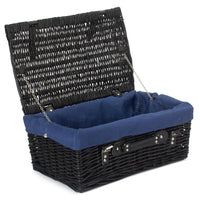 Red Hamper 46cm Empty Black Willow Picnic Basket With Cotton Lining
