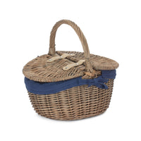 Red Hamper Small Antique Wash Double Lidded Oval Picnic Basket