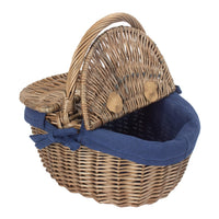 Red Hamper Small Antique Wash Double Lidded Oval Picnic Basket
