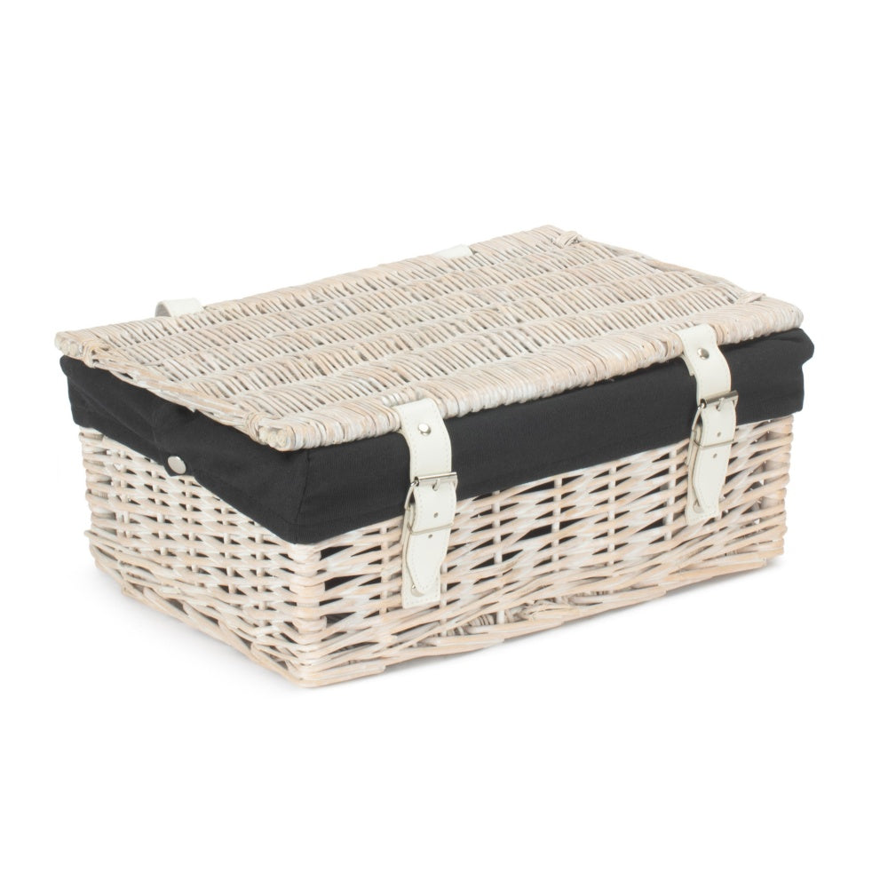 Red Hamper 35cm Empty Wicker Whitewash Picnic Basket
