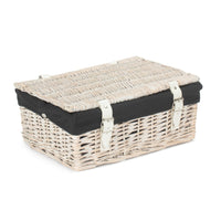 35cm Empty Wicker Whitewash Picnic Basket