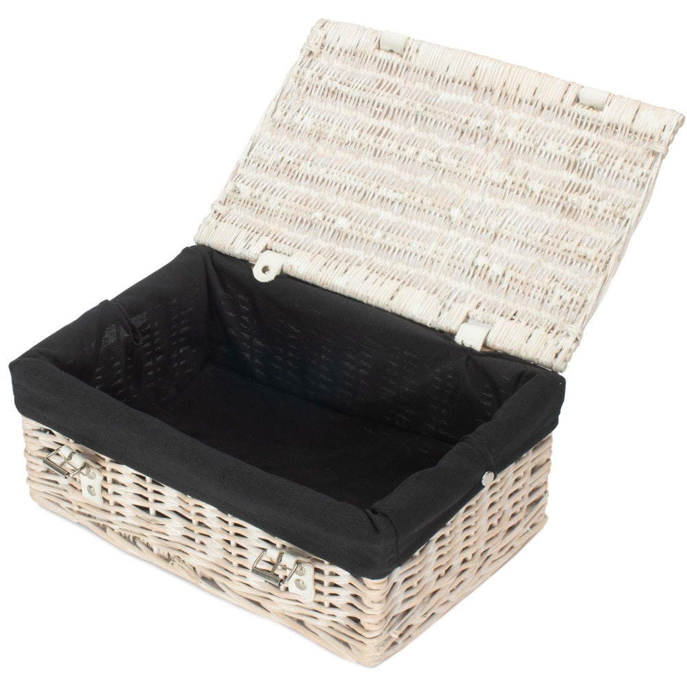 35cm Empty Wicker Whitewash Picnic Basket