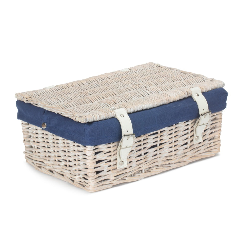 Red Hamper 35cm Empty Wicker Whitewash Picnic Basket