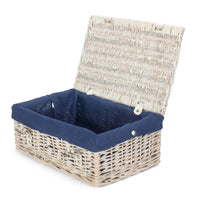 35cm Empty Wicker Whitewash Picnic Basket