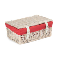Red Hamper 35cm Empty Wicker Whitewash Picnic Basket