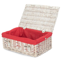 35cm Empty Wicker Whitewash Picnic Basket